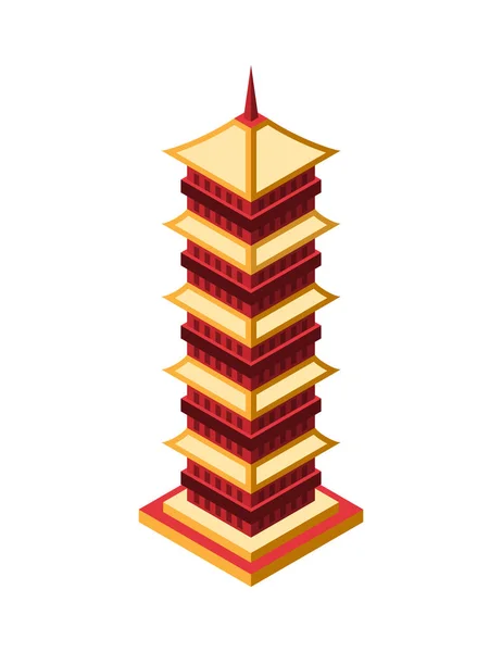 Isometric Japanese Pagoda Composition — Stock Vector