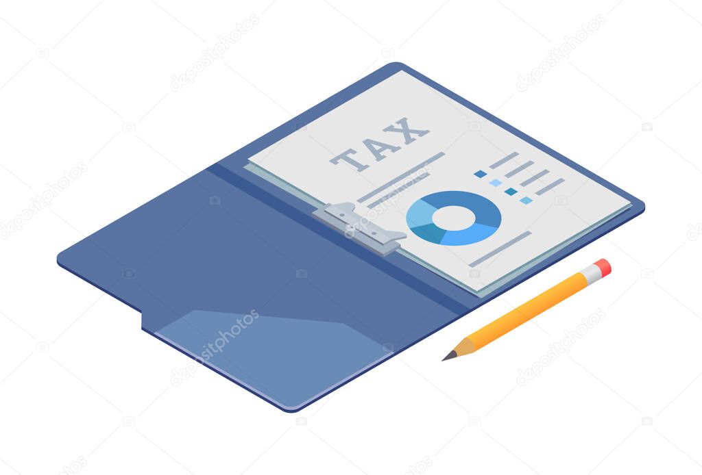Tax Documents Isometric Composition