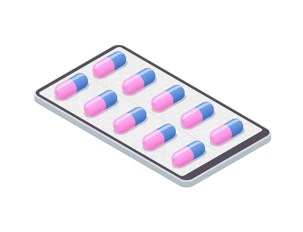 Smartphone χάπια σύνθεση blister — Διανυσματικό Αρχείο