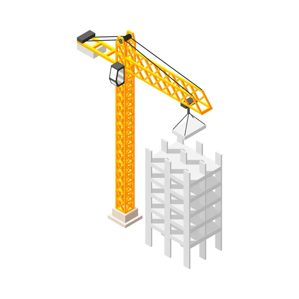 Crane Building Site Composition — стоковый вектор