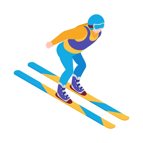 Ski Jumping Isometric Composition — стоковый вектор