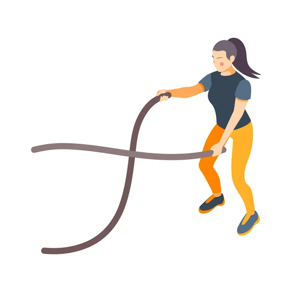 Rope Tugging Exercise Composition — стоковый вектор