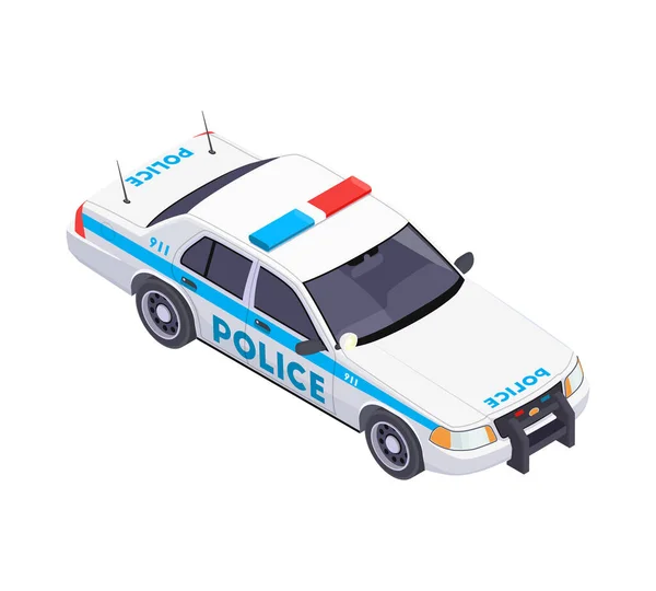 Isometric Police Car Composition — Stock Vector