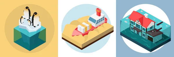 Compositions rondes sur le réchauffement climatique — Image vectorielle