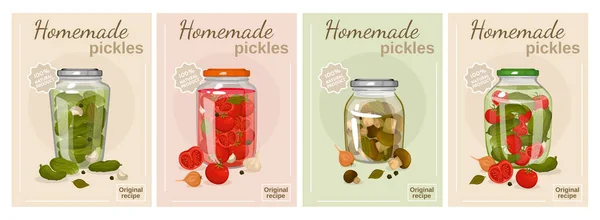 Homemade Pickles Poster Set — Stock Vector