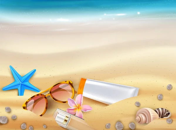 Protection solaire de plage Composition — Image vectorielle