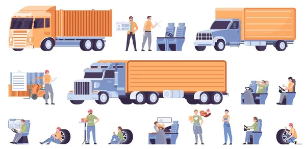 Ensemble conducteur de camion — Image vectorielle