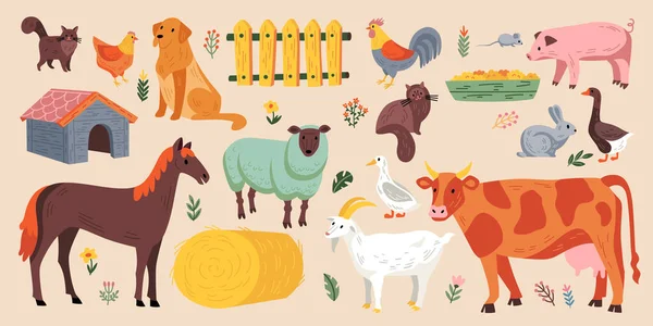 Ensemble animaux de ferme — Image vectorielle