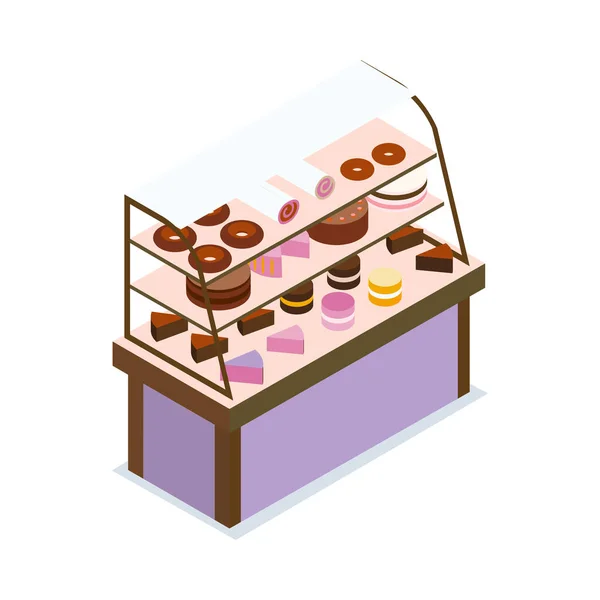 Confectionery Showcase Cafeteria Composition — Stock Vector