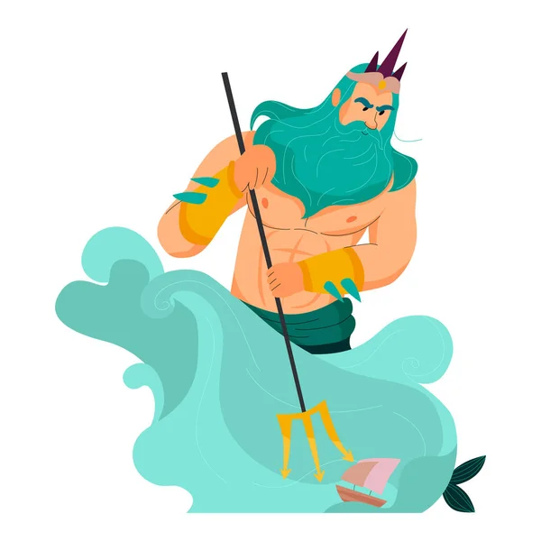 Poseidón ilustración de dibujos animados — Archivo Imágenes Vectoriales