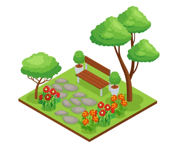 Park Isometric Composition — Stock Vector