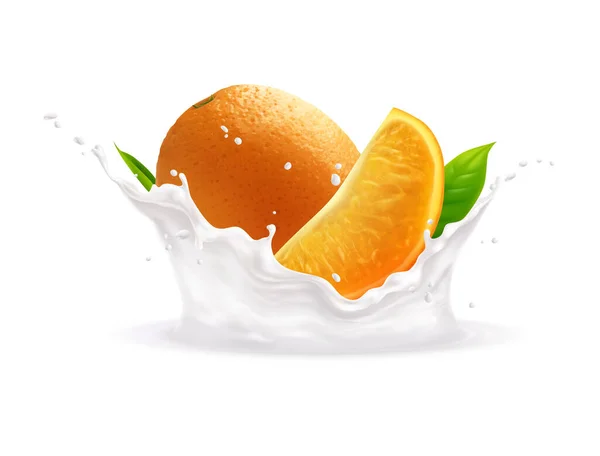 Orange Mjölkstänk Illustration — Stock vektor
