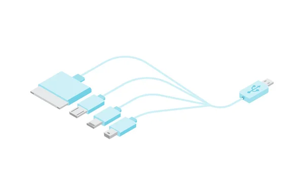 Prises USB isométriques — Image vectorielle