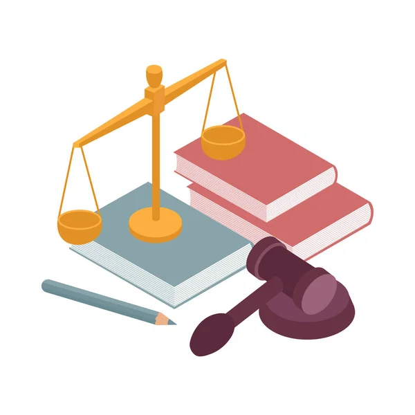 Justitie Isometrisch concept — Stockvector