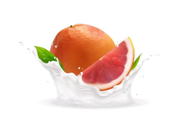 Grapefruit Milk Splashes Ilustração — Vetor de Stock