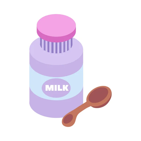 粉状牛奶瓶 — 图库矢量图片