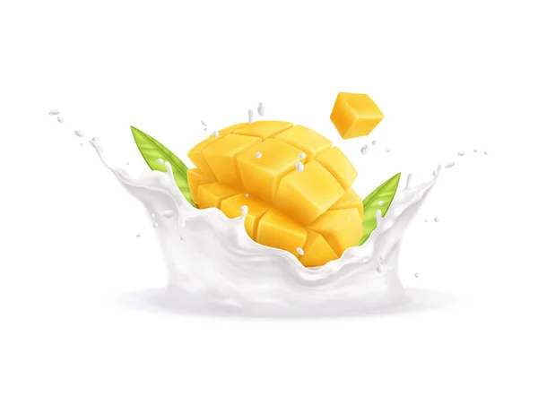 Mango Yogurt Splashes Ilustración — Vector de stock