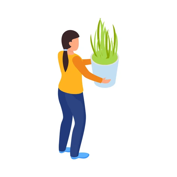 Frau mit Pflanzen-Ikone — Stockvektor