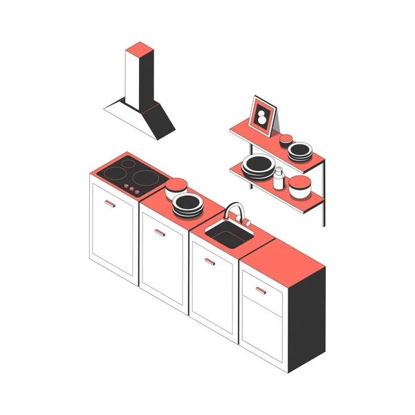 Keuken interieur icoon — Stockvector