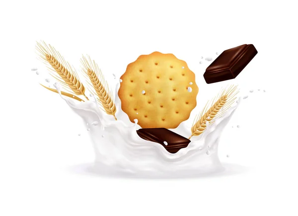 Realistický Cookie In Splashes — Stockový vektor