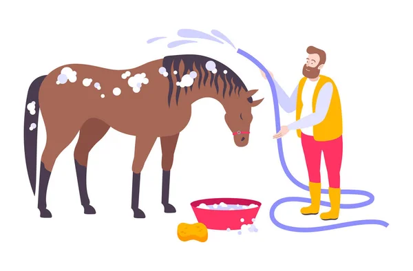 Wassen van paarden Icoon — Stockvector