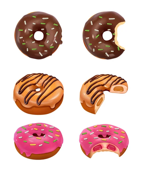 Donuts Realistisches Set — Stockvektor