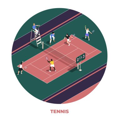Yuvarlak Tenis Isometric Kompozisyonu