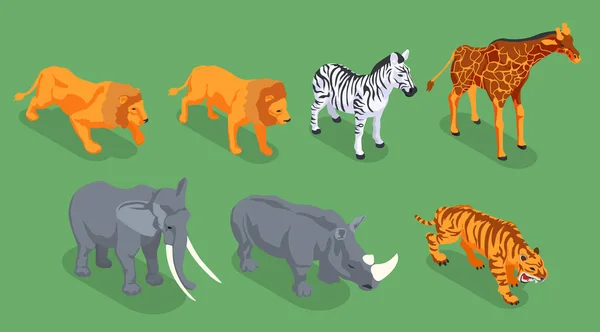 Set di icone safari isometriche — Vettoriale Stock
