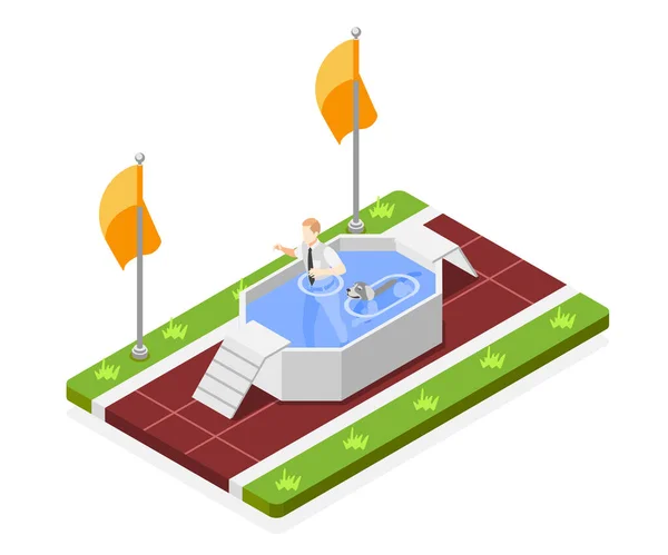 Composition de la piscine de l'école de chien — Image vectorielle
