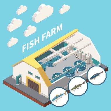 Industrial Fish Production Isometric clipart