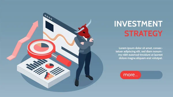 Banner web isometrico di investimento — Vettoriale Stock