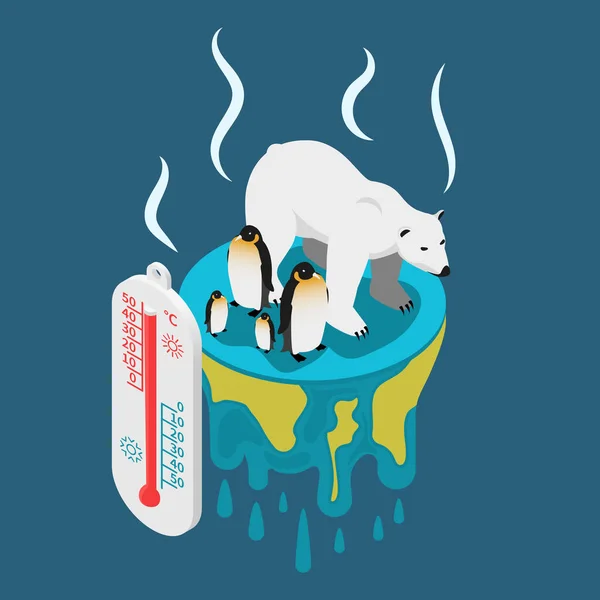 Composizione del riscaldamento globale polare — Vettoriale Stock