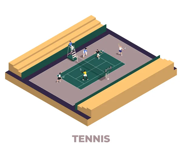 Composition isolée isométrique tennis — Image vectorielle