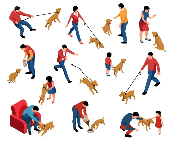 Ensemble propriétaire de chien — Image vectorielle