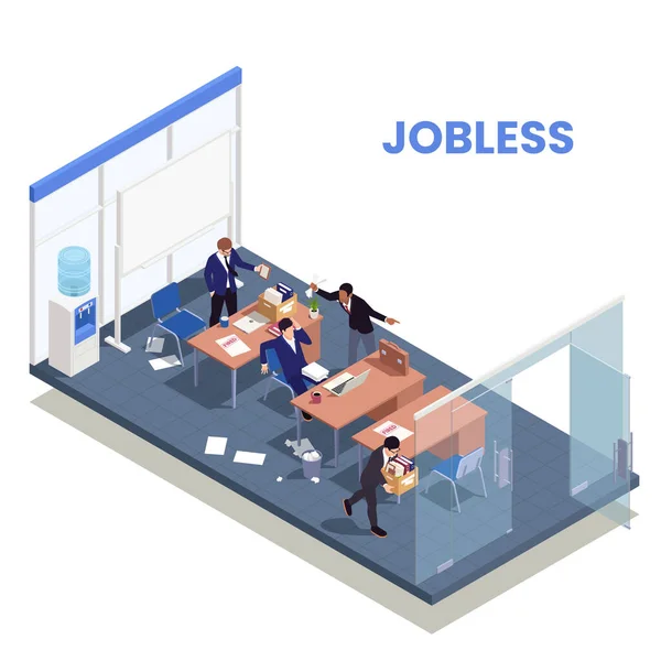 Unemployment Isometric Composition — Stock Vector