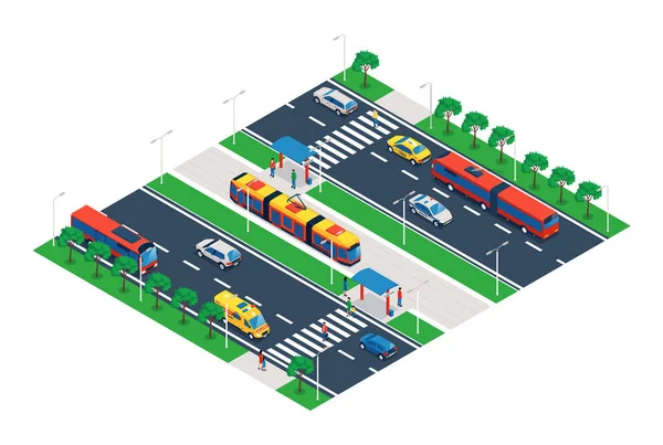 Transport en commun Boulevard Composition — Image vectorielle