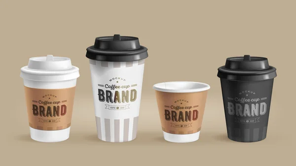Kaffekoppar varumärke set — Stock vektor