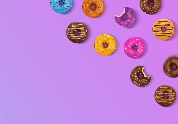 Donuts Realistic Vector Illustration — Stock Vector