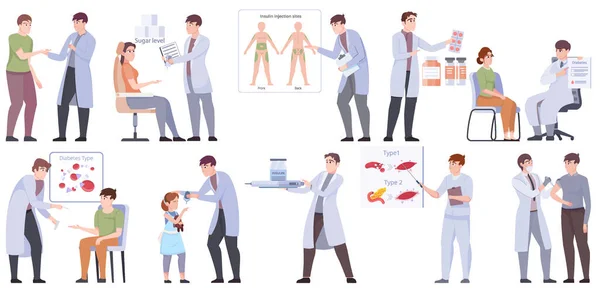 Diabetes-Medikamente eingestellt — Stockvektor