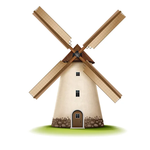 Realistic Vintage Mill Composition — Stock Vector