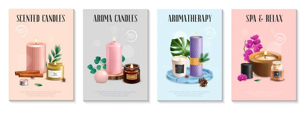 Set poster di candele profumate — Vettoriale Stock