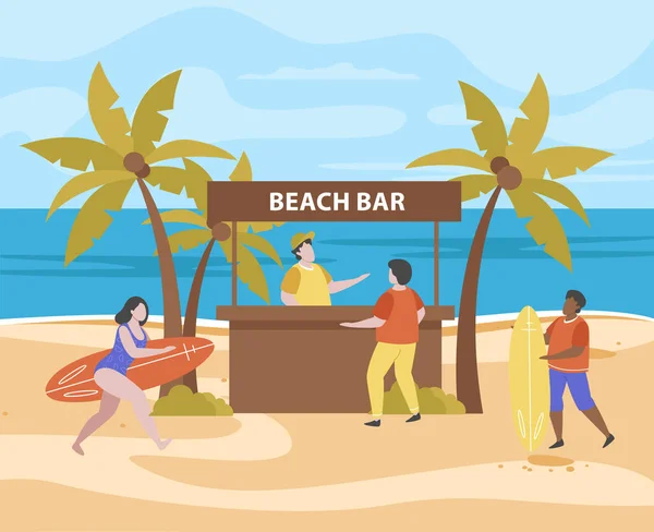 Praia Bar Composição de Verão — Vetor de Stock