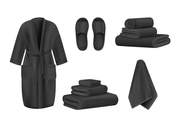 Ensemble de vêtements spa noir — Image vectorielle