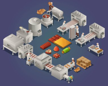 Çikolata Yapımı Isometric Arkaplan