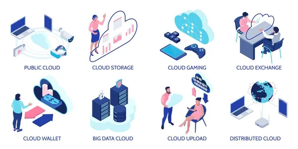 Kompositionen für Cloud-Technologie — Stockvektor