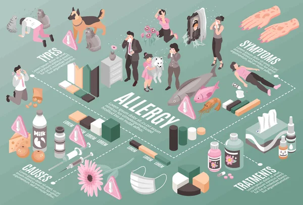 Isometric Allergy Infographic Composition — Stock Vector