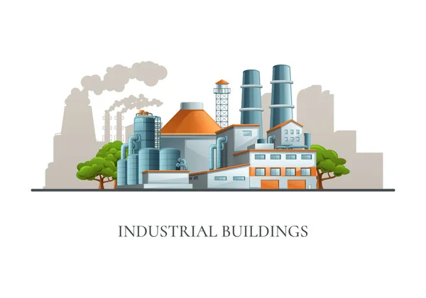 Edifici industriali Poster piatto — Vettoriale Stock