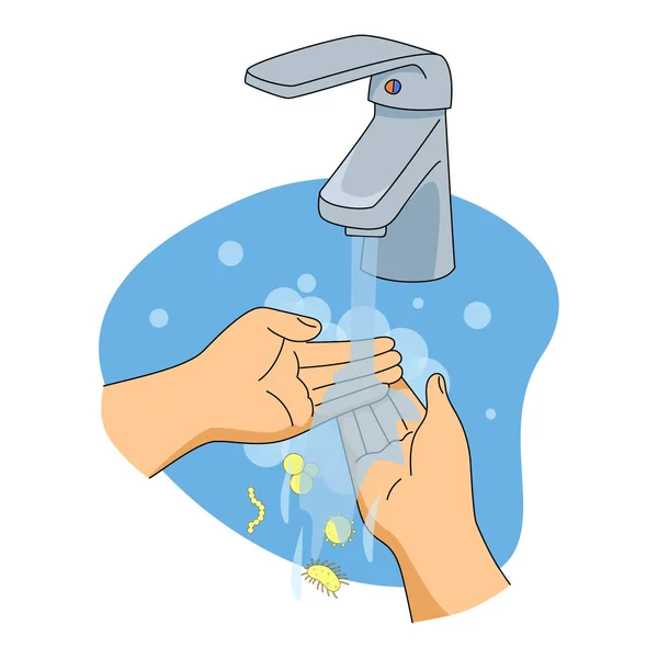 Composizione dei virus delle mani di lavaggio — Vettoriale Stock