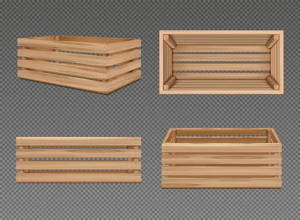 Caixas de madeira Conjunto transparente — Vetor de Stock