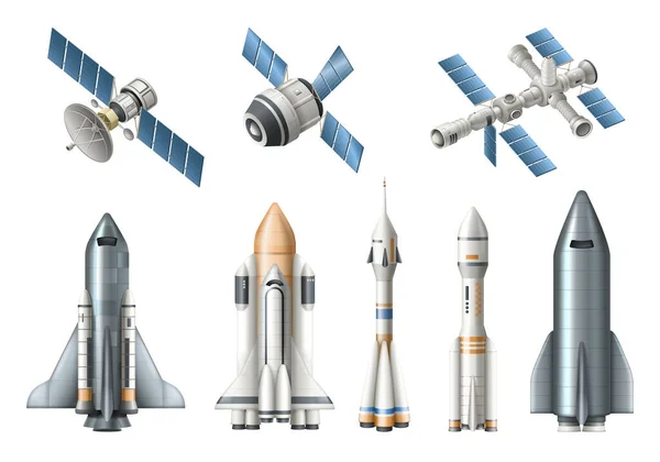 Realistisches Set für Raumfahrzeuge — Stockvektor